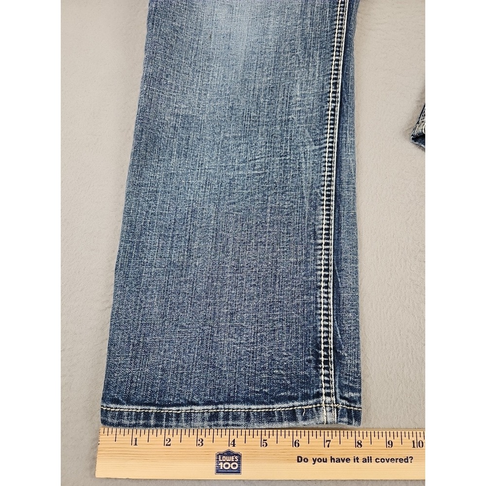 Axe & Crown Jeans Mens 33x30 Relaxed Straight Whiskered Embroidered Heavy Stitch - Picture 2 of 7